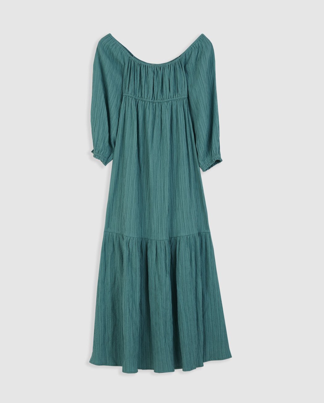 VESTIDO MIDI MANGAS ABULLONADAS