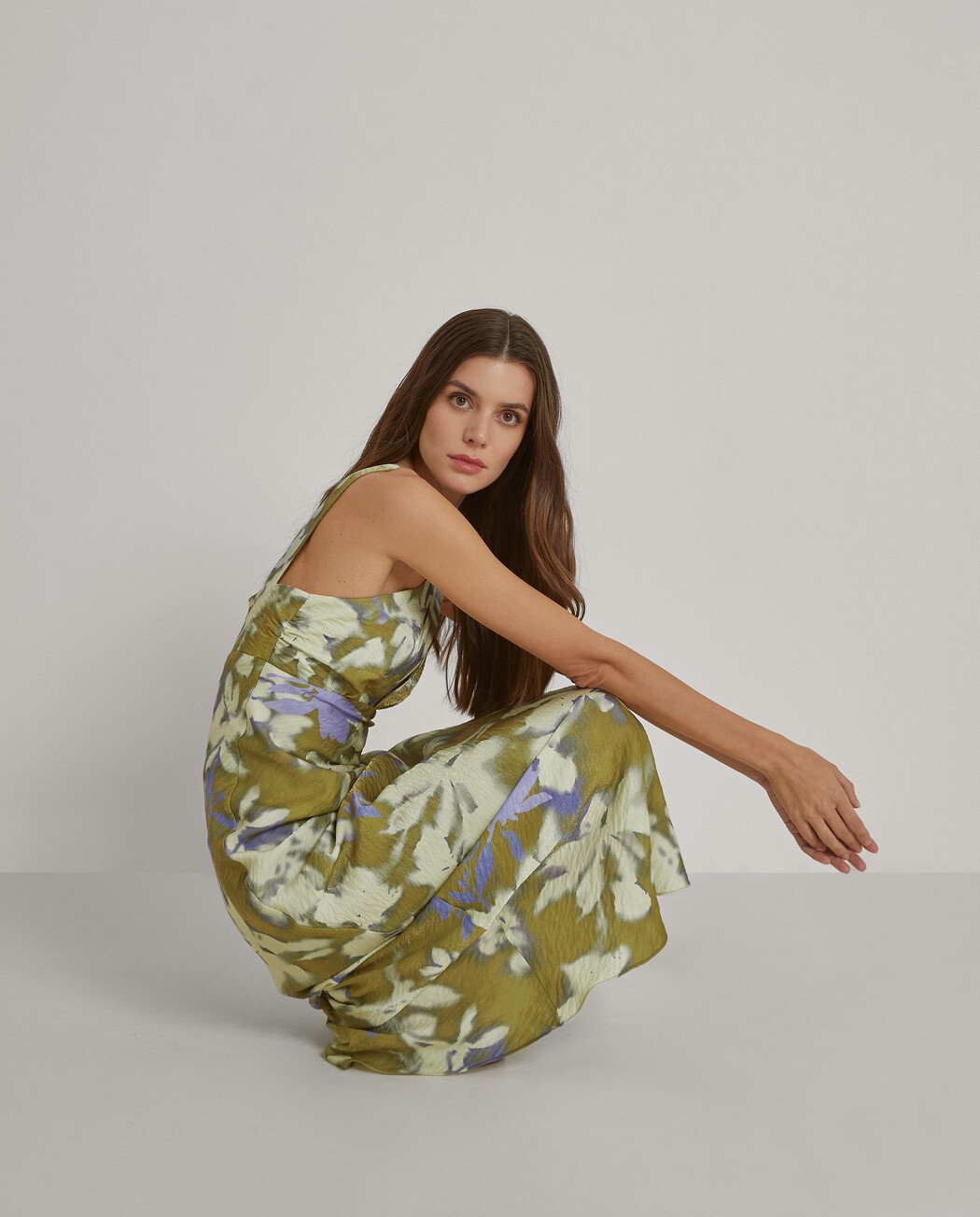 VESTIDO LARGO ESTAMPADO FLORAL