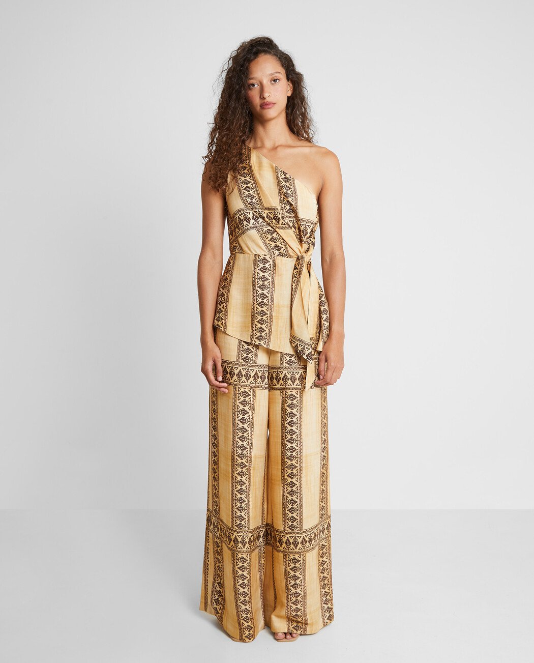PANTALÓN PALAZZO ESTAMPADO CON CINTURÓN