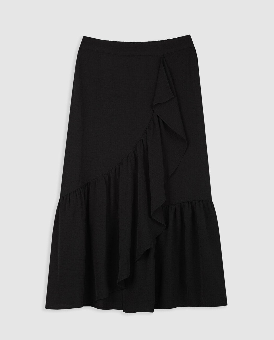 FALDA MIDI CON VOLANTE CRUZADO