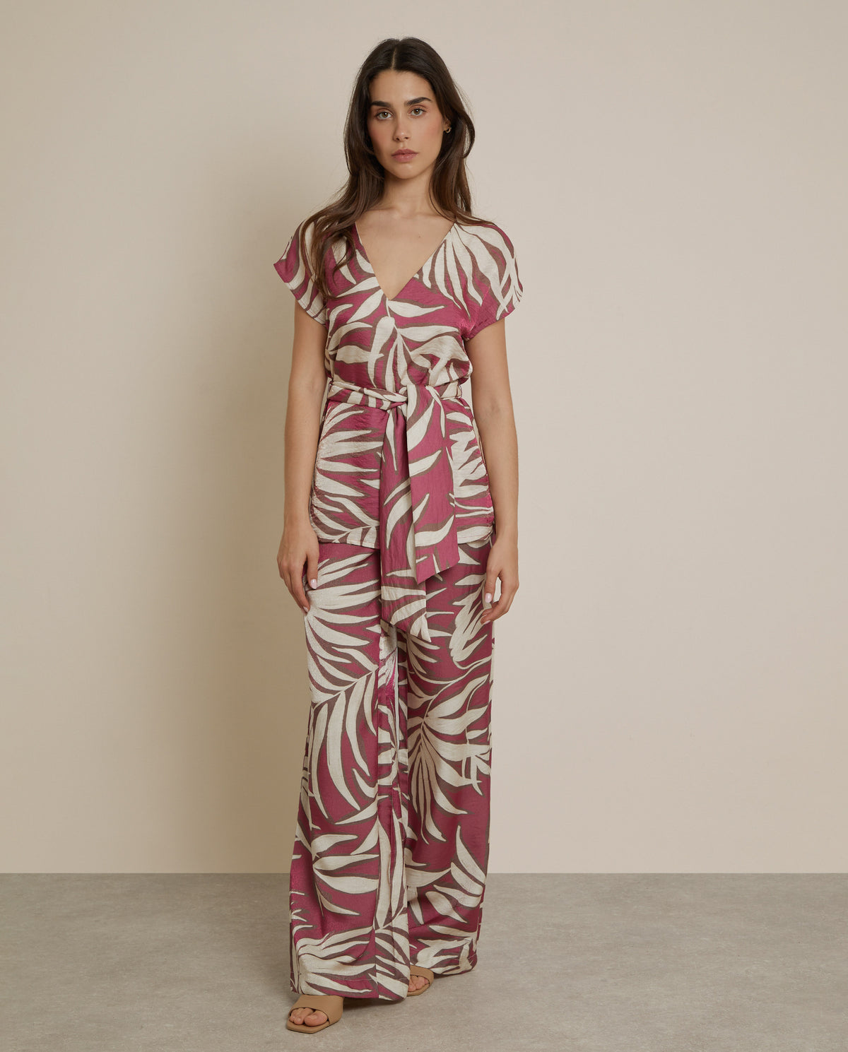 PRINTED WIDE-LEG TROUSERS