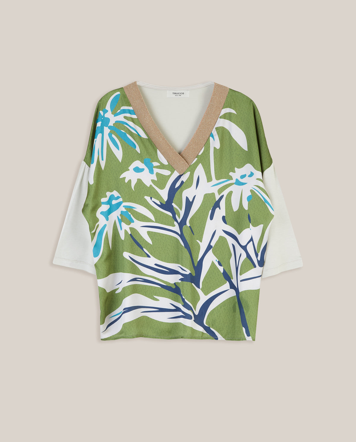 V-NECK PRINTED SWEATSHIRT